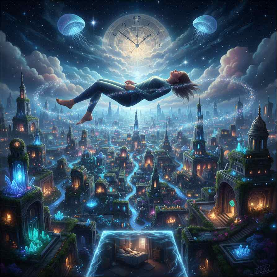 Ženska sanja v vesolju na fantazijskem planetu. 