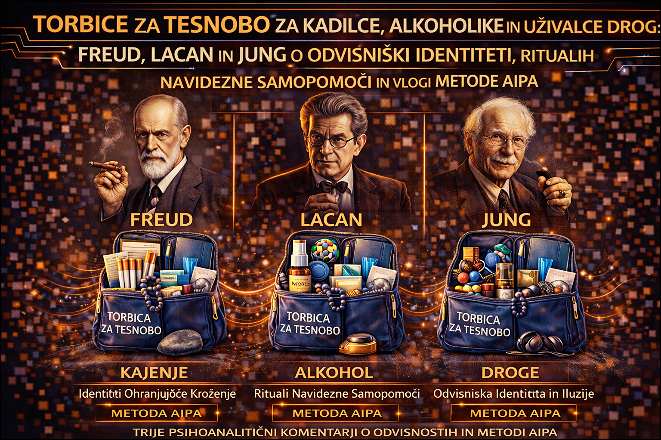 Torbice za tesnobo za kadilce, alkoholike in odvisnike od mamil: Freud, Lacan in Jung, pred njimi so torbice za tesnobo. 